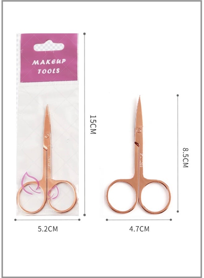 Stainless Steel Eyebrow Scissors - 2.0mm Rose Gold Type A (Header Card Pouch) - Image 2